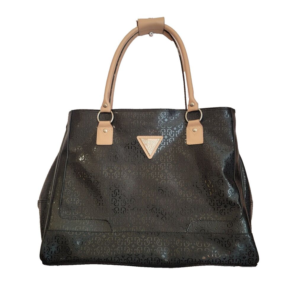 Guess Black Logo Handbag/Travel Bag With Luggage Strap to attach to Luggage